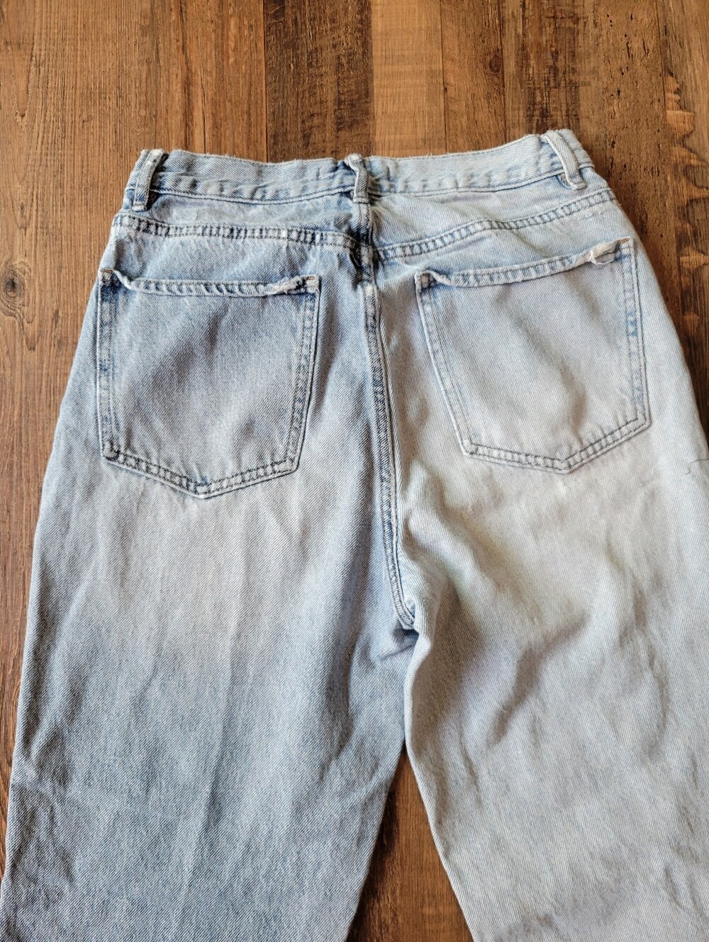 PacSun 100% Cotton Well Worn High Waist Straight Leg Distressed Denim Jeans - Picture 4 of 9